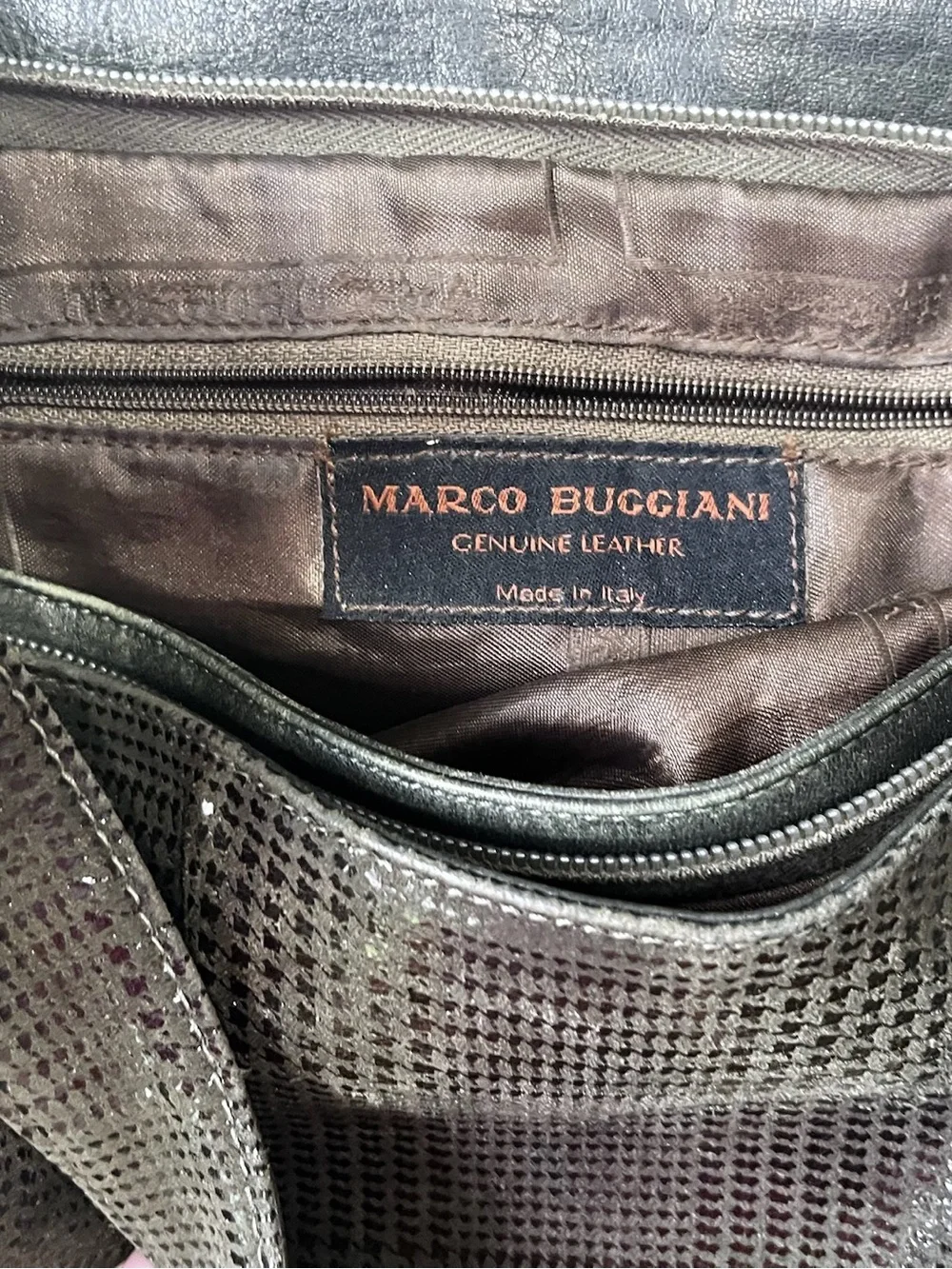 Marco Bucciani Made in Italy dark green leather sparkle Hobo Shoulder Bag